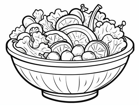 illustration of Healthy salad coloring experience Healthy Coloring Pages, Vegetable Coloring Pages, Coloring Page For Adults, Kids Plates, Fresh Salad, Juicy Tomatoes, Healthy Salad, Healthy Dishes, Fresh Salads