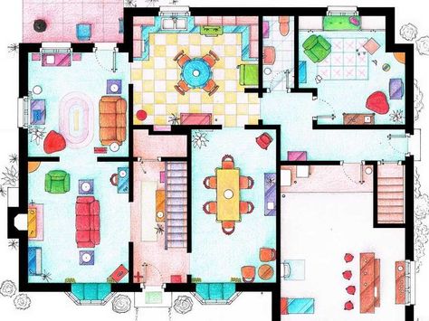 See The Floor Plans From Your Favorite TV Homes Family Guy House, Tv Show House, Spanish Interior, Favorite Tv Characters, Famous Houses, Gilmore Girl, Apartment Floor Plans, The Jetsons, House Floor