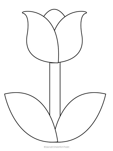 Tulip Template, Tulip Origami, Simple Mom Project, Quilt Flowers, Memorial Day Coloring Pages, Flower Petal Template, Tulip Bouquet, Flower Collection, Learn Crafts