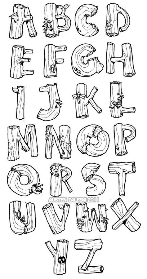 3d Tipografi, Alfabet Font, Wood Font, Writing Fonts, Block Fonts, Alfabet Letters, Alphabet A, Doodle Fonts, Hand Lettering Art