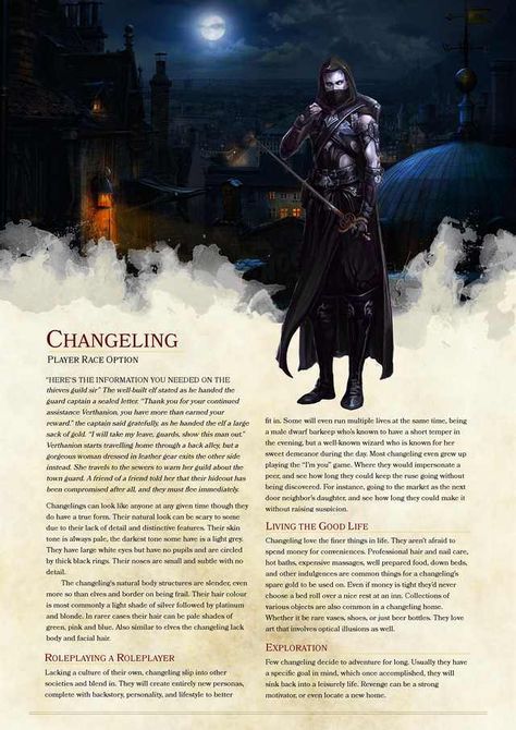 Changeling race Dog Race Dnd, Dnd Playable Races, Homebrew Races, 5e Races, Homebrew Classes, Dungeons And Dragons Races, D D Races, Dnd Homebrew, Dnd Races