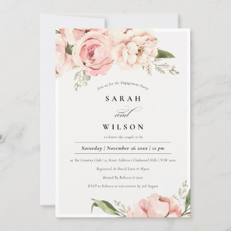 $2.72 | Pastel Blush Peach Peony Floral Engagement Invite #floral flower simple foliage fauna, watercolor wash peach summer botanical, peony blooms ink pink blossom, sensual romance fresh garden boutique, typography subtle modern trendy rose, calligraphy english script cool green, beautiful pretty elegant blush urban, contemporary bunch winter hand painted, leaves bloom romantic peony pastel, whimsical soft cute sophisticated unique Engagement Invite, Peach Peony, Peach Peonies, Floral Bridal Shower Invitations, Engagement Party Invitations, Couple Shower, Floral Bridal Shower, Pink Blossom, Blush And Gold