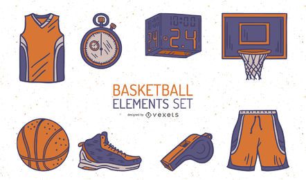 Basketball Illustrated Elements Pack Sports Elements, Digital Illustration Tutorial, Orange Style, Basketball Ball, Purple And Orange, Educational Projects, Illustrator Tutorials, Layout Template, Create A Logo