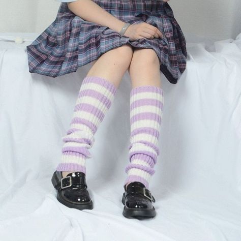 buy socks Purple Leg Warmers, Loose Socks, Harajuku Girl, Japanese Socks, Harajuku Girls, Shopee Philippines, American Girls, Girls Stripes, Knit Socks