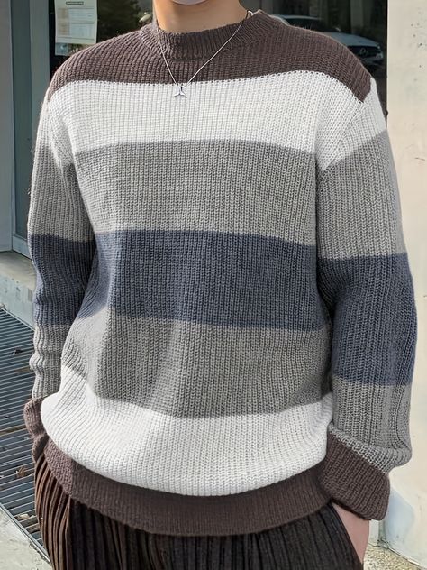 Faster shipping. Better service Mens Fall Sweaters Outfits, Fall Sweaters Men, Oversized Sweater Outfit Men, Knitted Sweaters Men, Fashion Critic, Sweater Outfit Men, Men Knitted Sweater, Cool Sweater, Sweater Outfits Men