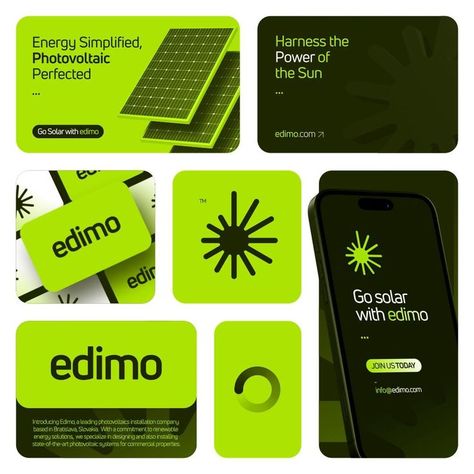 ⭕Logo mark for Edimo is inspiried by the symbolism of the sun. Made in abstract form, this logo represents the solar power in a unique way and green colors complements the renewable aspect of the company.  🔰Edimo is a leading photovoltaics installation company based in Bratislava, Slovakia. With a commitment to renewable energy solutions, they specialize in designing and installing state-of-the-art photovoltaic systems for residential and commercial properties..Hrvoje Baljak • Logo Creator on Instagram: "Logo Identity Design for Edimo❎ ⭕Logo mark for Edimo is inspiried by the symbolism of the sun. Made in abstract form… in 2024 | Identity design logo, Energy logo, Green energy logo Green Energy Logo, Logo Identity Design, Solar Logo, Solar Energy Design, Medical Website Design, Green Branding, Power Logo, Energy Logo, Logo Creator