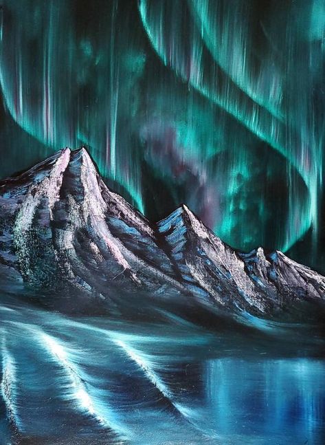 Check out this item in my Etsy shop https://www.etsy.com/listing/678048924/northern-lights-original-oil-painting-on Northern Lights Mountains Painting, Aurora Mountain Painting, Oil Pastel Northern Lights, Chalk Northern Lights, Drawing Northern Lights, Painted Northern Lights, Mountains Northern Lights, Oil Painting Northern Lights, Northern Lights Mural