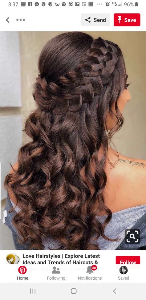 Braided Side Hairstyles, Side Braided Hairstyles, Curled Prom Hair, Bride Hairstyles For Long Hair, Braided Side, Pageant Hair, Simple Prom Hair, Quinceanera Hairstyles, Ball Hairstyles