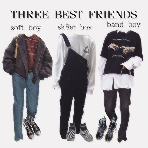 three best friends Cryptidcore Outfit, Eboy Outfits, Genderfluid Outfits, Ftm Outfits, Kiss Marry Kill, Trans Outfit, Boys Aesthetic Outfits, Outfit Ideas Winter, Nerd Outfits