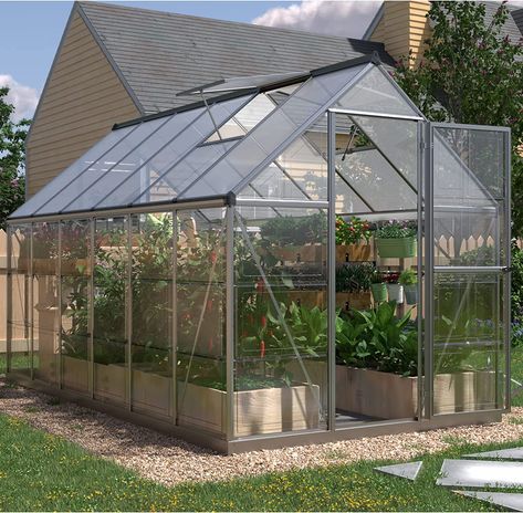 Hybrid Polycarbonate Greenhouse with Lockable Hinged Door 3 Vent Window Walk-in Hobby Greenhouse Aluminum Hot House for Outdoor Garden Backyard 6x12x7 Polycarbonate Roof Panels, Hobby Greenhouse, Polycarbonate Greenhouse, Walk In Greenhouse, Hot House, Polycarbonate Panels, Backyard Greenhouse, Roof Vents, Mini Greenhouse