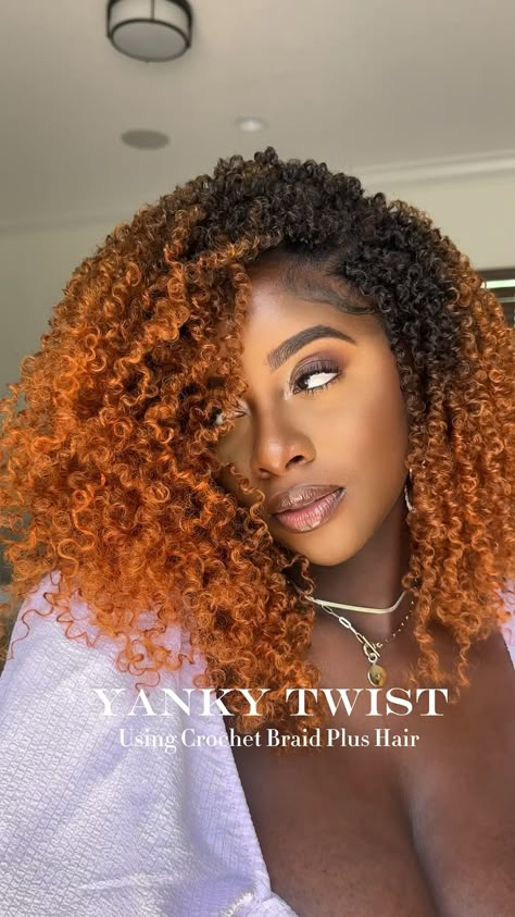 Weave Hairstyles Natural Hair, Grad Braid Hairstyles, Copper Crochet Hair, Afro Hair Braid Styles, Protective Crochet Styles, Yanks Twist, Kima Braids Hairstyles, Ginger Crochet Hairstyles, Side Part Crochet Hairstyles