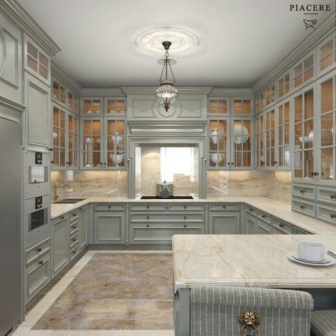 RAL 7030 stone gray Desain Pantry Dapur, Model Dapur, Kitchen Lighting Design, Серая Кухня, Desain Pantry, Kabinet Dapur, Gray Cabinets, Kitchen Pantry Design, Remodeling Kitchen