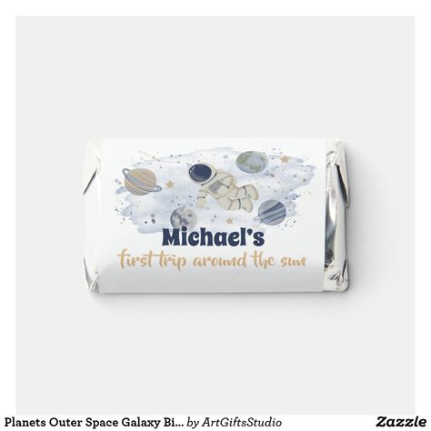 Planets Outer Space Galaxy Birthday Hershey's Miniatures Space Chocolate, Planets Birthday, Rocket Ship Birthday Party, Chocolate Bar Favors, Planet Birthday, Deer Baby Shower Invitations, Editing Templates, Candy Bar Birthday, First Trip Around The Sun