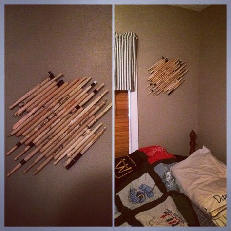 broken drumstick art Drumstick Art, Custom Drumsticks, Drums Studio, Drum Room, Drums Art, Instruments Art, Diy Instruments, Drum Sticks, Stick Art