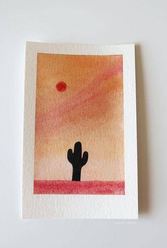 Simple Sunset Watercolor Painting, Watercolor Art For Beginners Sunset, Easy Watercolor Paintings For Beginners Simple Sunset, Watercolor Art For Beginners Simple Easy, Easy Pink Watercolor Paintings, Watercolor For Beginners, Watercolor Sunset Easy Tutorial, White Pen, Watercolor Tips