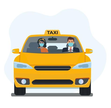 Taxi Illustration, Medical Mask, Medical Masks, Taxi Driver, Car Logos, Wind Screen, Premium Vector, Passenger, Medical