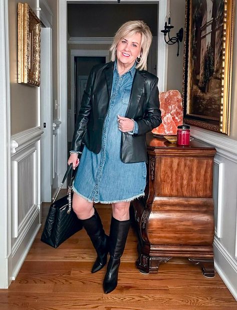 Over 50 Fashion Blogger, Tania Stephens is styling tall boots11 Leggings With Tall Boots Outfit, What To Wear With Tall Boots, Skirt And Tall Boots Outfit, How To Wear Boots With A Dress, Outfits With Tall Black Boots, Tall Boots Outfit Fall Styles, Black Tall Boots Outfit, Black Boots Outfit Winter, Leggings For Women Over 50