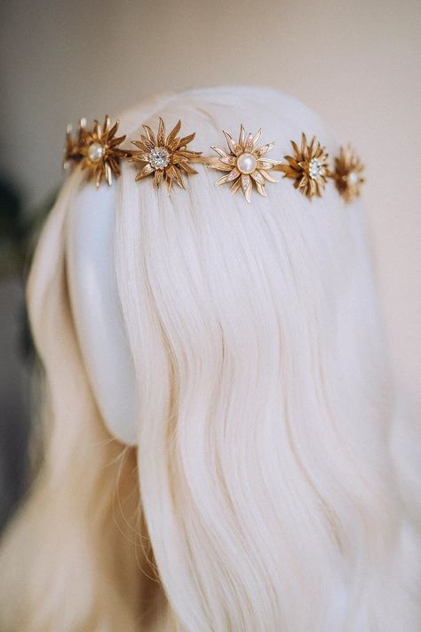 Sun Tiara, Celestial Tiara, Halo Tiara, Sun Crown, Elf Crown, Crown Halo, Fairy Crown, Festival Bride, Gold Tiara