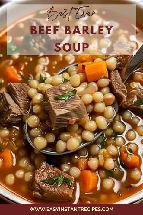 The Ultimate Guide to the Best Ever Beef Barley Soup Thyme Pork Chops, Beef And Barley Soup, Beef And Barley, Gumbo Soup, Beef Barley, Beef Barley Soup, Soup Easy, Heirloom Recipes, Barley Soup