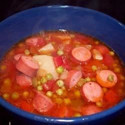 Hot Dog Soup Recipe - Allrecipes.com Hot Dog Stew Recipe, Dog Soup Recipe, Hot Dog Soup, Dog Soup, Potatoes Green Beans, Hearty Soup Recipes, Gross Food, Sausage Dishes, Easy Main Dishes