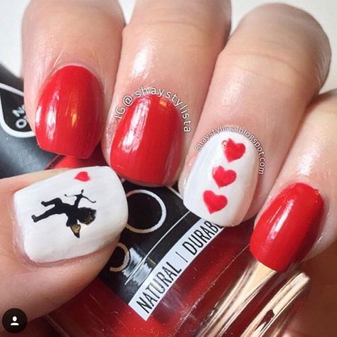 ❤️Classic Valentine's mani by the lovely @shaystylista ❤️❤️❤️ - Cupid Nail Decals (used as stencils) Heart Nail Stencils snailvinyls.com Cupid Nails Designs, Cupid Nails, Valentines Nail Art Designs, Valentines Nail, Vday Nails, Nail Stencils, Valentine Nail Art, Heart Nail, Toe Nail Art