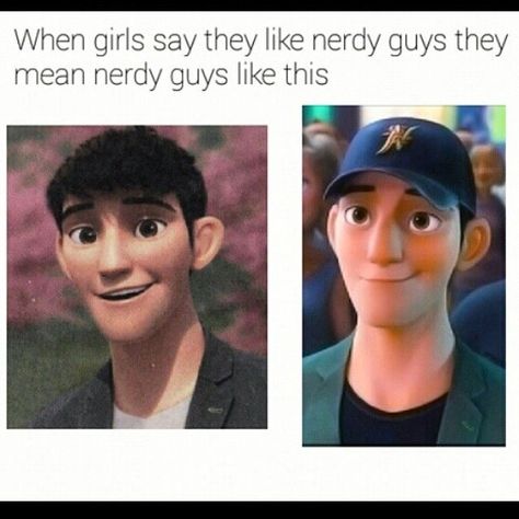 Tadashi and  Hiccup Horrendous Haddock  3 Nerd Characters In Movies, Hero And Tadashi, Big Hero Six Tadashi, Tadashi Hamada Fanart, Cute Nerdy Guys, Big Hero 6 Tadashi, Hiccup Horrendous, Tadashi Hamada, 4 Panel Life