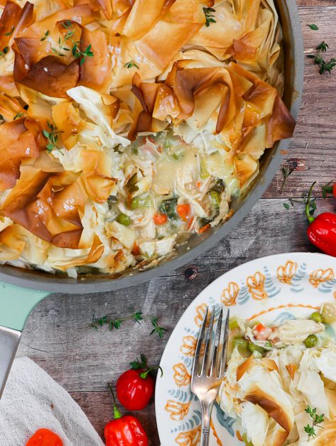 Chicken In Phyllo Dough, Easy Chicken Pot Pie With Phyllo Dough, Chicken Pot Pie Using Phyllo Dough, Phyllo Pastry Chicken Pot Pie, Phyllo Pot Pie, Chicken Pot Pie Phyllo Crust, Chicken Pot Pie With Philo Dough, Phylo Pastry Chicken Pot Pie, Filo Dough Chicken Pot Pie