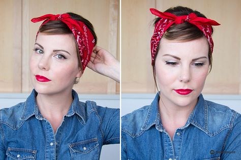 Collared Shirt And Jeans, Makeup Challenges, Diy Halloween Costume, Jeans Boots, Rosie The Riveter, Cool Pins, Collared Shirt, Diy Halloween, Red Lips