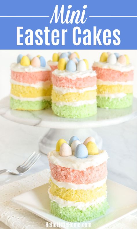 Mini Easter Cakes (Fun + Easy Recipe) | Hello Little Home Cake Pops Designs, Easter Baking Ideas, Easter Cake Designs, Different Cake Flavors, Mini Eggs Cake, Easter Food Ideas, Cute Easter Desserts, Easter Cake Decorating, Easter Deserts