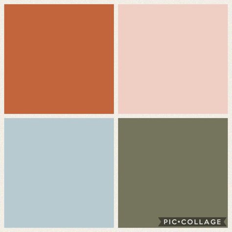 Burnt Orange Pink Green Bedroom, Burnt Orange And Pink Living Room, Blush And Orange Bedroom, Burnt Orange Pink Color Palette, Duck Egg Blue Bedroom Ideas, Colour Palette Olive Green, Burnt Orange And Pink Bedroom, Pink Green Orange Bedroom, Olive Green And Blue Bedroom