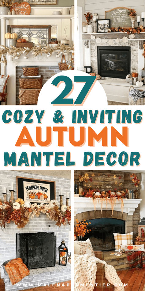 fall mantel decor ideas Mantle Fall Decor, Simple Fall Mantle, Thanksgiving Mantle Decor, Fall Fireplace Decor Mantles, Fall Fireplace Mantel, Thanksgiving Mantel Decor, Chimney Decor, Fall Mantel Decor, Fall Fireplace Decor