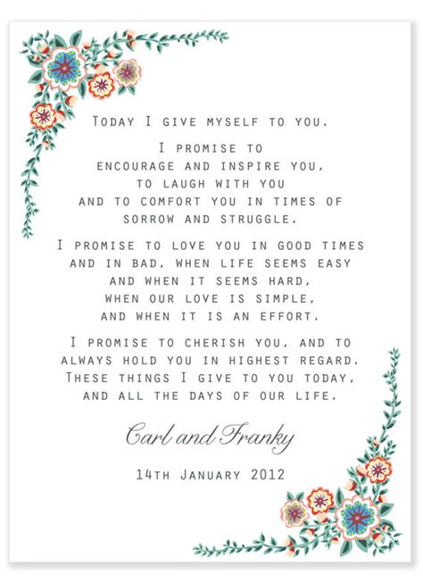 Oh wow, I just found this vow online the other day and decided this is what I want to use... and now here it is on Pinterest. :) Real Wedding Vows, Vow Ideas, Wedding Ceremony Readings, Wedding Vow Art, Wedding Readings, Wedding Ceremony Ideas, Marriage Vows, Wedding Vow, Boda Mexicana