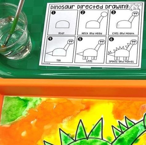 Prek Dinosaur Theme, How Do Dinosaurs Stay Safe Activities, Dinosaur Theme Preschool Activities Art Projects, Dinosaur Unit Preschool, How To Draw A Dinosaur Step By Step, Dino Art Preschool, Dinosaur Preschool Theme Lesson Plans, Dinosaur Directed Drawing Preschool, Donut Dinosaur