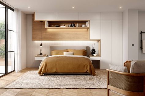 Zola White Bedroom Interior - Ronen Bekerman - 3D Architectural Visualization & Rendering Blog Bedroom Fitted Wardrobes, White Bedroom Interior, Fitted Wardrobes Bedroom, Storage Solutions Bedroom, Sophisticated Bedroom, Fitted Bedrooms, 3d Architectural Visualization, Bedroom Images, Wardrobe Furniture