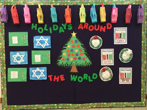 Holidays Around The World Preschool, Around The World Preschool, Around The World Bulletin Board, World Bulletin Board, Kindergarten Bulletin Boards, Holiday Bulletin Boards, Preschool Bulletin, Preschool Bulletin Boards, Celebration Around The World