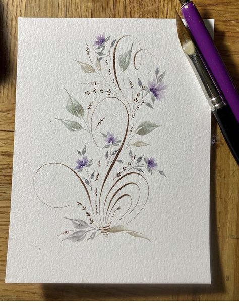 Flourish Calligraphy, Calligraphy Drawing, Copperplate Calligraphy, Calligraphy For Beginners, Flower Drawing Design, Hand Lettering Art, Calligraphy Alphabet, Watercolor Painting Techniques, Watercolor Flower Art