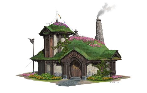 Pengzhen Zhang Blender Projects, Rpg Terrain, House Shapes, Folk House, Behance Illustration, 3d Karakter, Background Anime, Heroic Fantasy, Rpg Characters