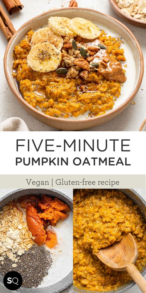 Oatmeal Recipes Pumpkin, Oatmeal With Pumpkin Seeds, Clean Eating Recipes For Breakfast, Healthy Stove Top Oatmeal, Stovetop Pumpkin Oatmeal, Canned Pumpkin Oatmeal Recipes, 5 Minute Healthy Breakfast, Pompa Program Recipes, Sweet Potato Vegan Breakfast