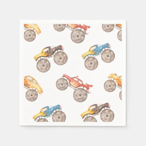 Monster Truck Party Napkins | Monster Trucks for $43.90 - Birthday Paper Napkins Monster Trucks Party, Monster Truck Theme, Monster Truck Party, Monster Trucks Birthday Party, Truck Theme, Truck Birthday, Monster Truck Birthday, Trucks Birthday Party, Birthday Paper