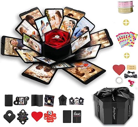 Explosion Box Diy, Photo Box Diy, Diy Album Photo, Chili Crockpot, Box For Birthday, Exploding Gift Box, Photo Album Diy, Wedding Black, Box Diy