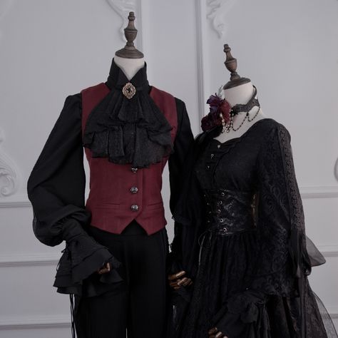 ZJ Story -The Kindred- Ouji Lolita Vest Gothic Villain Outfits, Vampirecore Clothes, Sagittarius Dressing Style, Ouji Aesthetic, Vampirecore Outfits, Vampire Outfit Aesthetic, Vampire Aesthetic Outfit, Gothic Royalty, Vampire Outfit