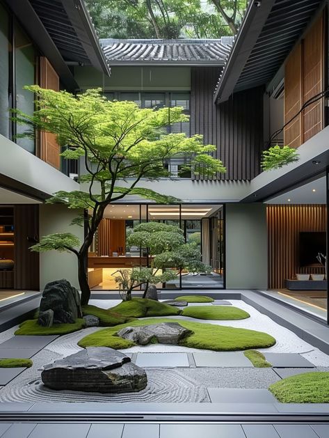 https://youtu.be/OeFdTD7Udmc Courtyard Zen Garden, Zen Landscape Design, Modern Japanese Garden Landscapes, Japandi Garden, Japanese Courtyard Garden, Zen Interior Design, Japanese Style Interior, Modern Japanese Garden, Japanese Gardens Design Ideas