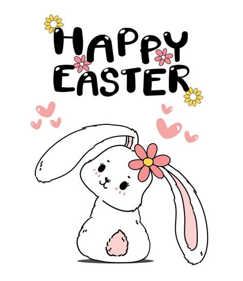 Cute Rabbit Illustration, Easter Bunny Illustration, Cute Easter Pictures, Easter Drawing, Easter Bunny Cartoon, Spring Cartoon, Spring Drawing, Easter Cartoons, Bunny Illustration