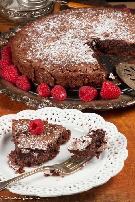 Kladdkaka is the name of this most delicious Swedish sticky gooey chocolate cake, best I ever had! Sticky Chocolate Cake, Gooey Chocolate Cake, Swedish Cuisine, Swedish Recipes, Authentic Recipes, Fish Dishes, Our Journey, International Recipes, Let Them Eat Cake