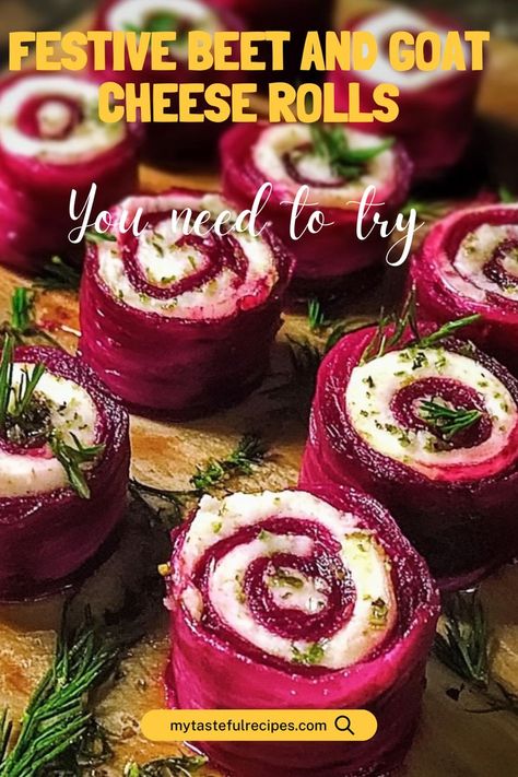 Make your holiday table pop with these Festive Beet and Goat Cheese Rolls! Creamy goat cheese, roasted beets, and a sprinkle of herbs make for a colorful, crowd-pleasing appetizer. Perfect for Christmas, Thanksgiving, or any celebration! Goat Cheese Roll, Roasted Beets With Goat Cheese, Beets With Goat Cheese, Beet Goat Cheese, Quick Sandwiches, Beet And Goat Cheese, Creamy Goat Cheese, Cheese Rolls, Cheese Roll