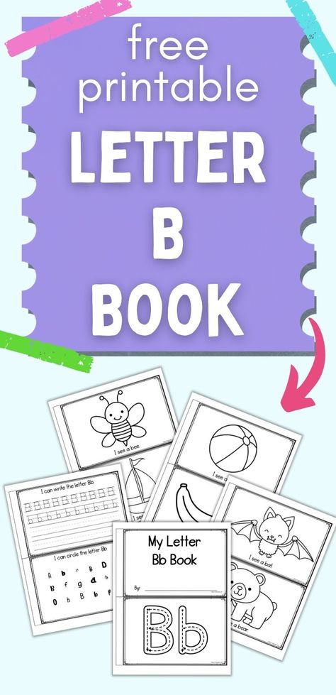 This free printable letter b book is a fun learning tool for preschoolers, pre-k, and kindergarten students. Help your child practice reading sight words and recognizing the letter b with this free printable emergent reader for the letter b! Great for homeschool preschool and kindergarten. Includes uppercase and lowercase letter B Letter Books Preschool Free Printable, Letter B Art Preschool, Reading Sight Words, Letter B Activities, Letter B Worksheets, Toddlers Room, The Letter B, Free Handwriting, Free Preschool Printables