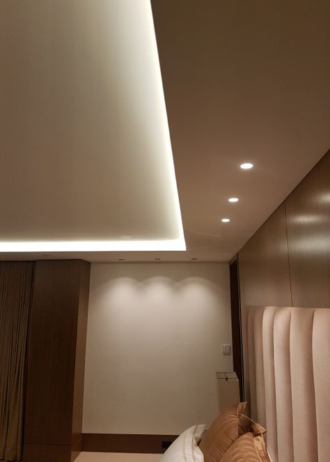 Square Cove Lighting in a bedroom Cove Lighting Ceiling Bedroom, Cove Lighting Ceiling Living Rooms, Indirect Lighting Ceiling, Ceiling Cove Light, Coffered Ceiling Bedroom, Cove Lighting Ceiling, Ceiling Cove, Walnut House, Cove Light