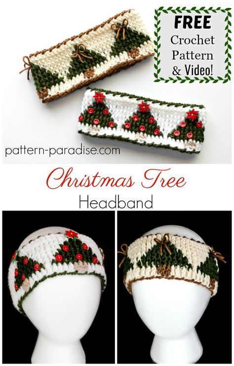 Free Crochet Pattern: Christmas Tree Graph Headband | Pattern Paradise Tree Graph, Free Crochet Pattern Christmas, Crochet Pattern Christmas Tree, Tree Headband, Christmas Tree Headband, Crochet Headband Free, Crochet Pattern Christmas, Crochet Christmas Tree, Crochet Xmas