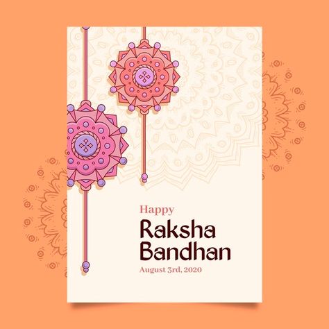 Hand drawn raksha bandhan greeting card ... | Free Vector #Freepik #freevector #background #card #celebration #festival Raksha Bandhan Drawing, Raksha Bandhan Cards, Raksha Bandhan Greetings, Rakhi Cards, Handmade Rakhi Designs, Bee Crafts For Kids, Print Design Template, Happy Raksha Bandhan, Rakhi Design