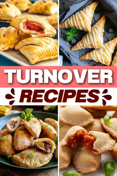 Beautifully buttery, fantastically flaky, and full of yummy fillings, these easy turnover recipes are ideal for breakfast, lunch, dinner, and dessert. Turnover Dough Recipe, Easy Turnover Recipes, Turnovers With Pie Crust, Meat Turnovers, Savory Turnovers, Turnover Dough, Turn Overs, Canned Plums, Turnover Recipes